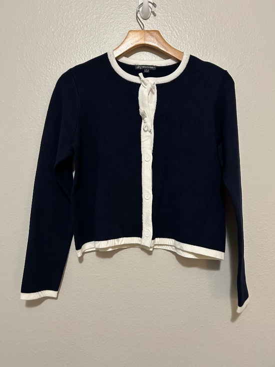 Adrianna Papell Sweaters - Adrianna Papell Navy Cardigan with white buttons/bows